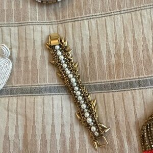 Stella & Dot Gold Spike and Pearl Bracelet